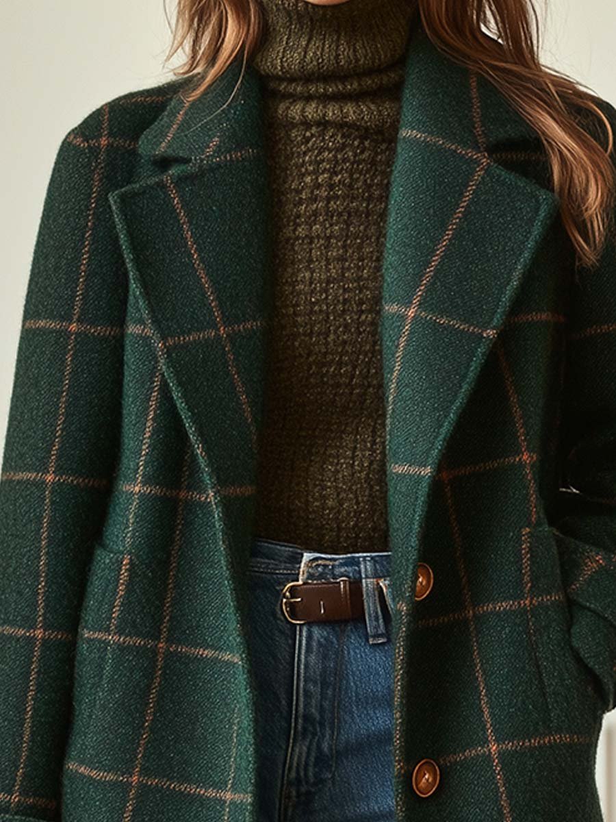 Manteau en Laine Carreaux Femme | Élégance et Confort Intemporel