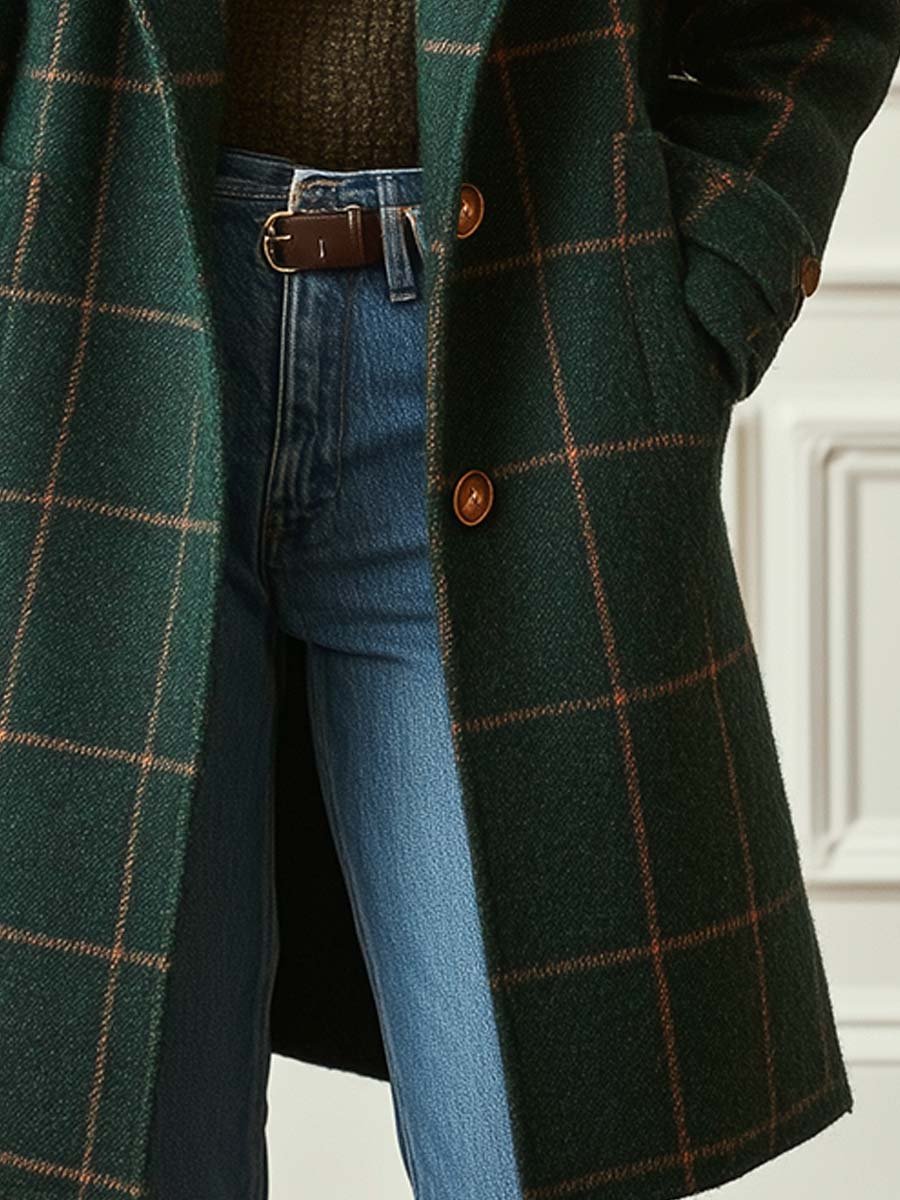 Manteau en Laine Carreaux Femme | Élégance et Confort Intemporel