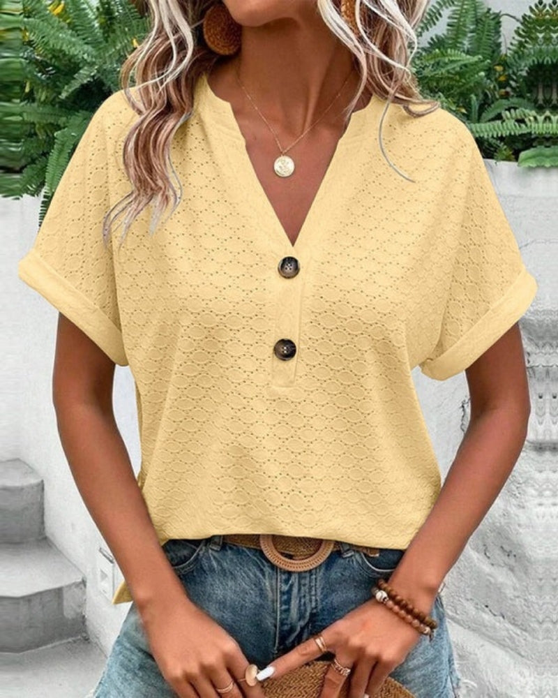 Haut d’Été à Manches Courtes – Silhouette Simple & Confort Quotidien