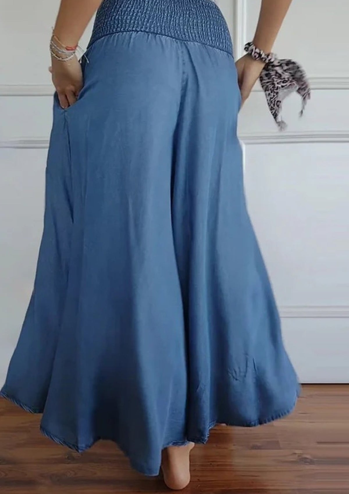 Pantalon Taille Haute avec Ceinture Élastique – Style Confortable et Élégant