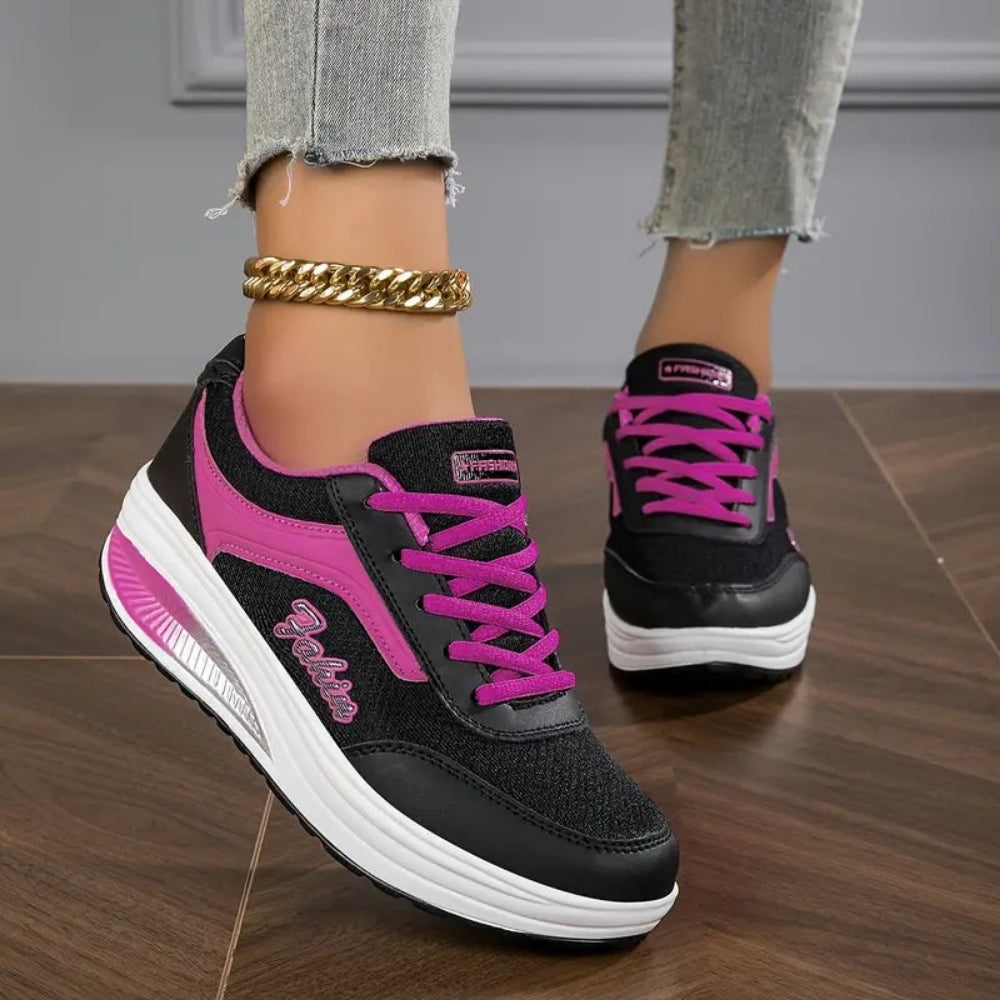 Sneakers Low-Top pour Femme – Confort Quotidien avec Semelle Surélevée