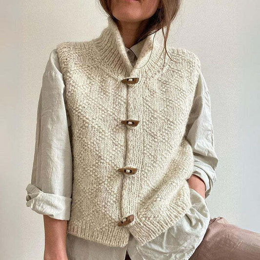Knopf Daunen Gilet Femme | Tricot Structuré et Élégant Sans Manches