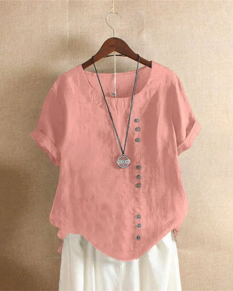 Blouse d’Été à Manches Courtes – Style Simple & Confort Quotidien