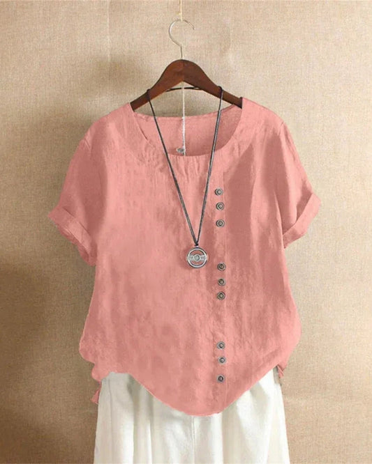 Blouse d’Été à Manches Courtes – Style Simple & Confort Quotidien