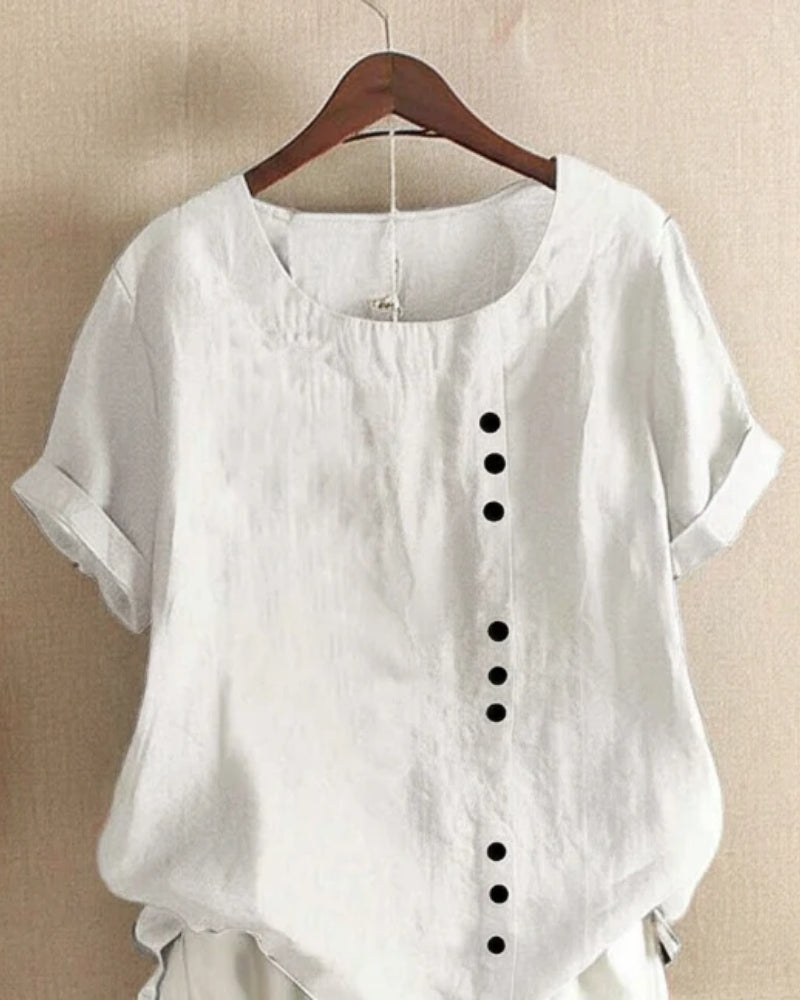 Blouse d’Été à Manches Courtes – Style Simple & Confort Quotidien