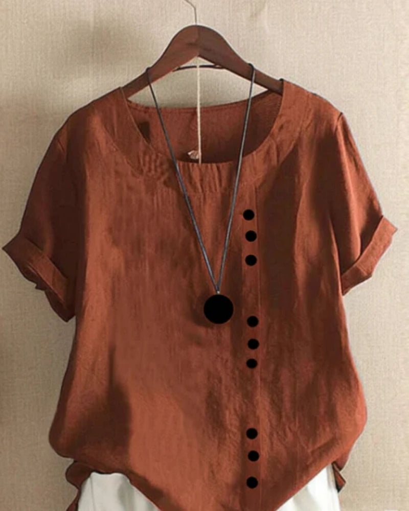 Blouse d’Été à Manches Courtes – Style Simple & Confort Quotidien