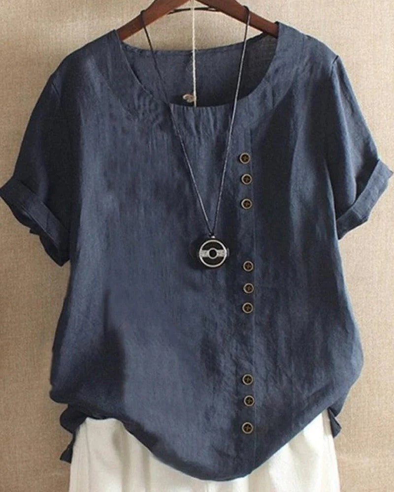 Blouse d’Été à Manches Courtes – Style Simple & Confort Quotidien