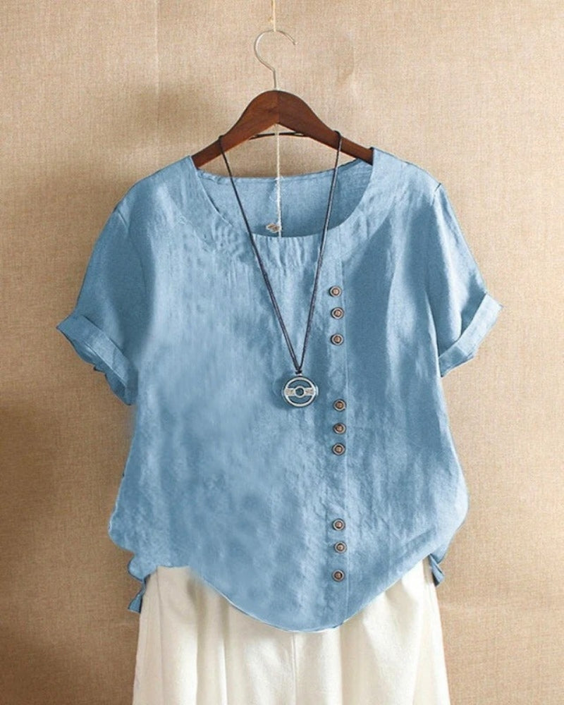 Blouse d’Été à Manches Courtes – Style Simple & Confort Quotidien