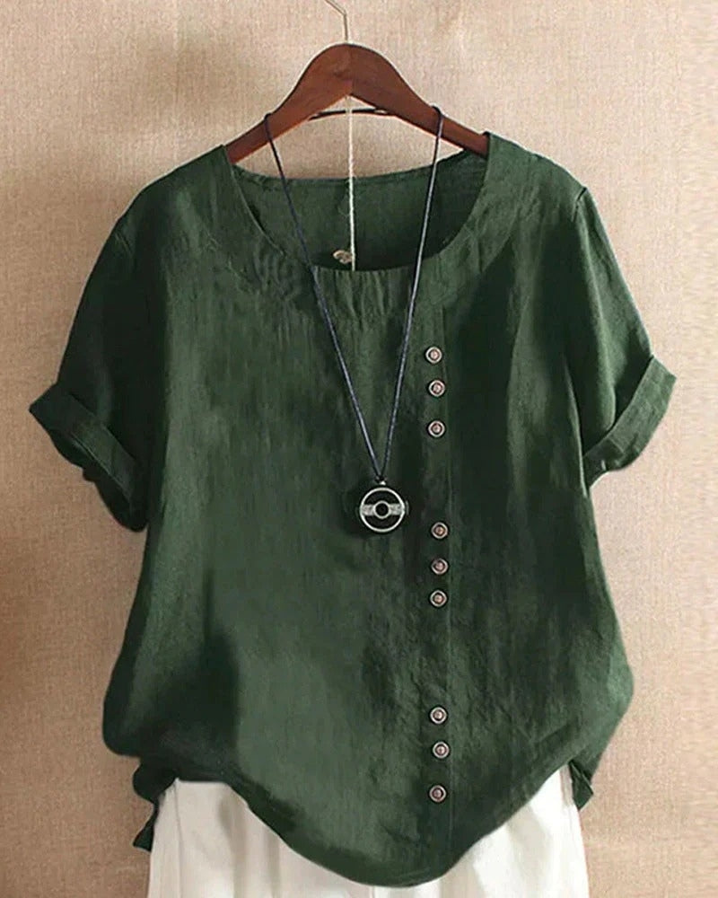 Blouse d’Été à Manches Courtes – Style Simple & Confort Quotidien