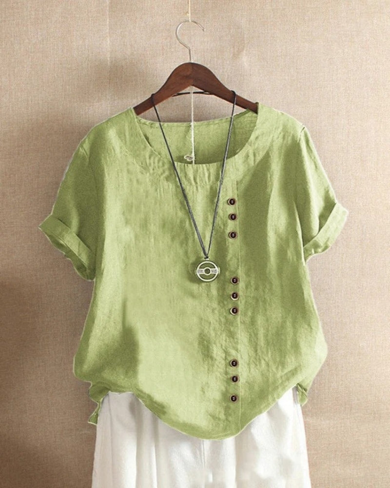 Blouse d’Été à Manches Courtes – Style Simple & Confort Quotidien