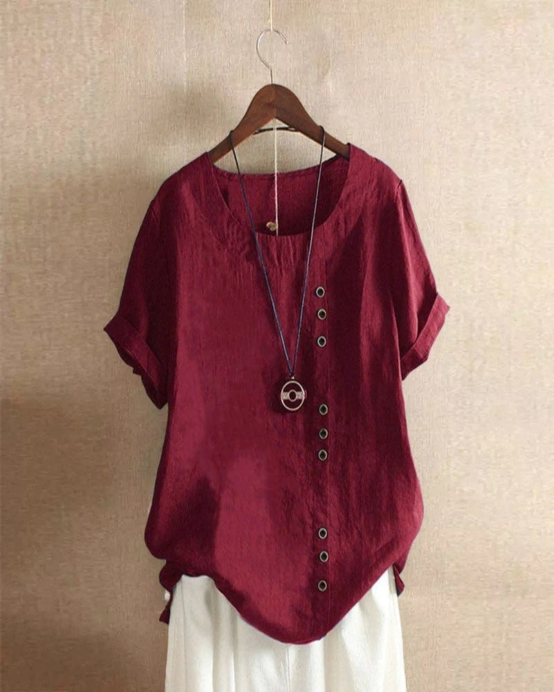 Blouse d’Été à Manches Courtes – Style Simple & Confort Quotidien