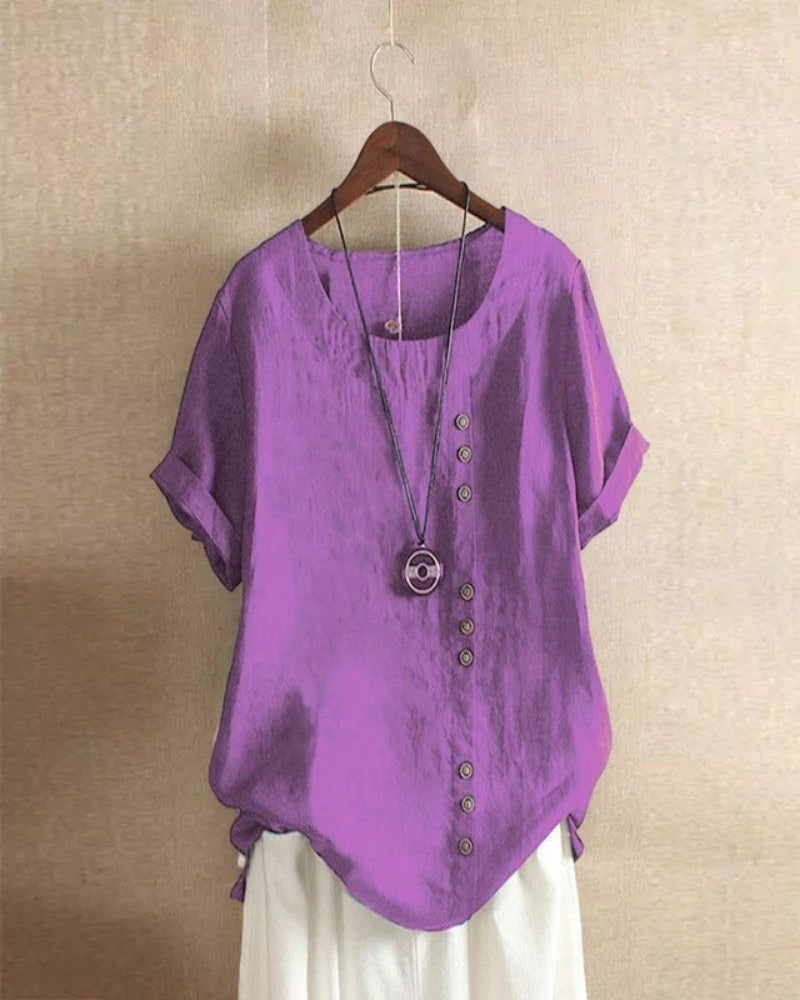 Blouse d’Été à Manches Courtes – Style Simple & Confort Quotidien