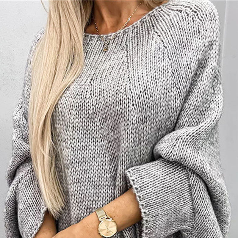 Adeline | Pull Chunky Knit Femme Oversize à Col Bateau, Maille Épaisse et Style Décontracté