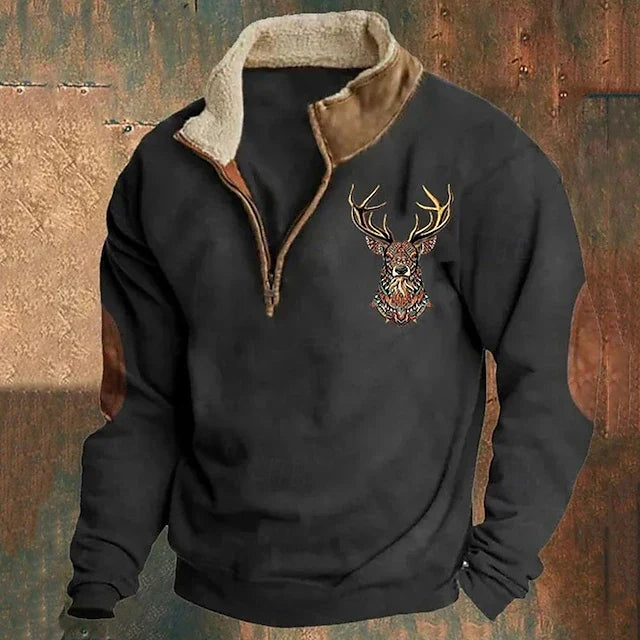 Sweat Polaire Homme Logan | Douceur Hivernale & Motif Cerf Brodé